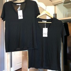 TWO of them! Black V-Neck T-shirt Top